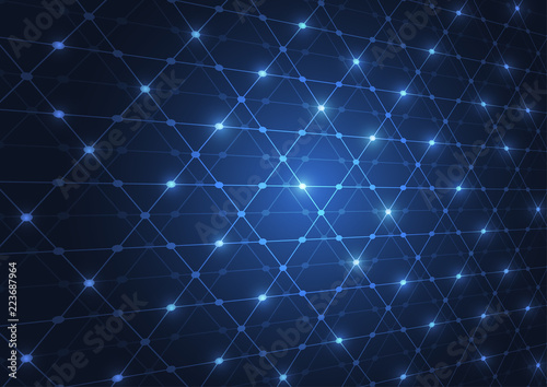 Abstract technology blue hexagons pattern background for communication with m...