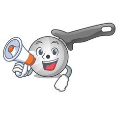 Sticker - With megaphone pizza cutter knife cartoon for cutting