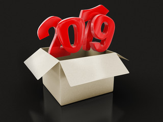 Poster - Open package with 2019. Image with clipping path