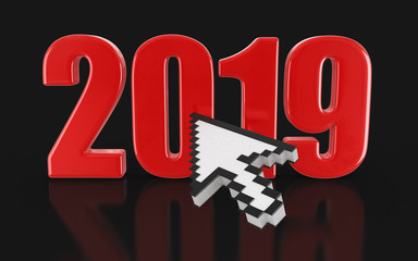 Fototapete - Cursor and 2019. Image with clipping path