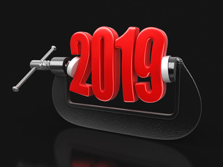 Poster - 2019 in clamp. Image with clipping path