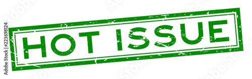Cuadros en Lienzo Grunge green hot issue word square rubber seal stamp on white background