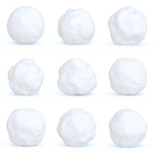 Set Of Snowballs With Shadows Isolated