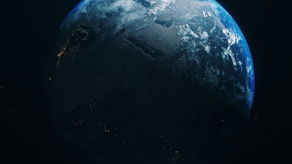 Wall Mural - blue realistic glow earth in open space