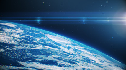 Wall Mural - blue realistic glow earth in open space