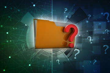 Poster - 3d rendering file folder with question symbol

