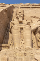 detail of exterior temple of abu simbel, the great temple of ramesses ii, egypt