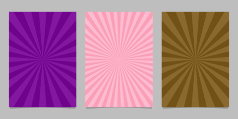 Poster - Abstract colored ray burst pattern brochure background set - vector design