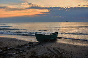 Wall Mural - Beautiful landscape at the sunrise on the Black sea coast at Tuzla beach, Romania