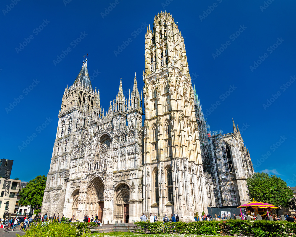 Cathedral Notre Dame of Rouen in France - obrazy, fototapety, plakaty 