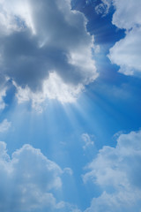 Wall Mural - sunbeam through the haze on blue sky