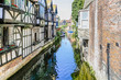 Historic center of Canterbury with half timbered houses and the river Great Stour, Kent, UK