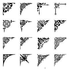 Ornament design corner set, collection, flowers floral design corner, vector eps 10