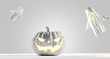 Halloween pumpkin with ghosts 3d-illustration halloween background