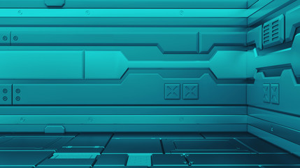Wall Mural - science background fiction interior rendering sci-fi spaceship corridors,3d rendering