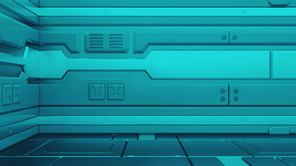 Wall Mural - sci-fi grunge metallic corridor background 3d render