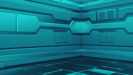 Wall Mural - 3d rendering of realistic sci-fi spaceship corridor