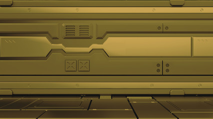 Wall Mural - 3d rendering of realistic sci-fi spaceship corridor