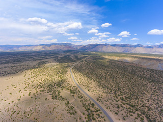 Aerial view of Horse Canyon and US Route 191 in central Utah, USA.