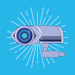 Canvas Print - cctv camera with eye data privacy icon