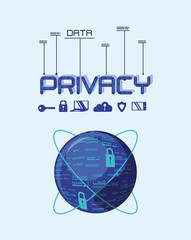 Canvas Print - data privacy set icons