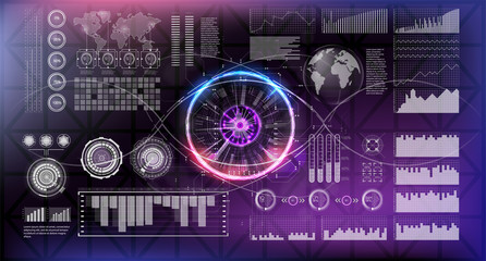 Poster - Head-up display elements for the web and app. Virtual Technology Background. Futuristic user interface. Game Design.  Vector illustration HUD background outer space.