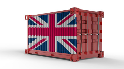 Wall Mural - 3d rendering of a shipping cargo container with British flag