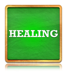 Wall Mural - Healing green chalkboard square button