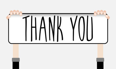 Poster - Hands holding inscription thank you. Vector illustration concept for  printed materials, website, promotional materials.