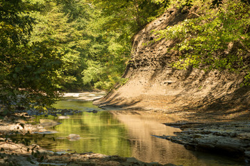 Reflections on Four Mile creek at low water on a warm late summer day  at Wintergreen gorge