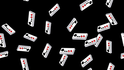 Poster - Texture seamless pattern from an old vintage retro hipster antique joystick controller for video games on a background of the 70s, 80s, 90s. The background. illustration