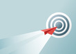 © Man As Thep - Business success and leadership concept with red paper airplane flying to the target paper art style.Vector illustration.