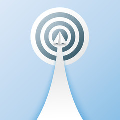 Aufkleber - Business success and leadership concept with paper airplane flying to the target paper art style.Vector illustration.