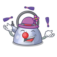 Sticker - Juggling stainless whistling tea kettle isolated on mascot