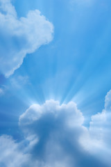 Wall Mural - sunbeam through the haze on blue sky