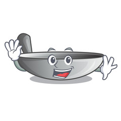 Wall Mural - Waving wok frying pan utensil kitchenware cartoon