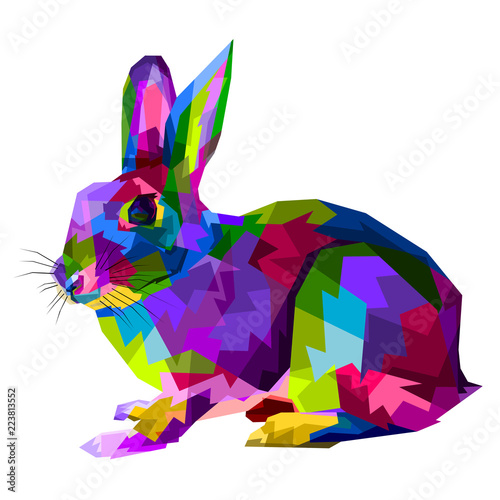 Fotomural colorful rabbit on pop art style