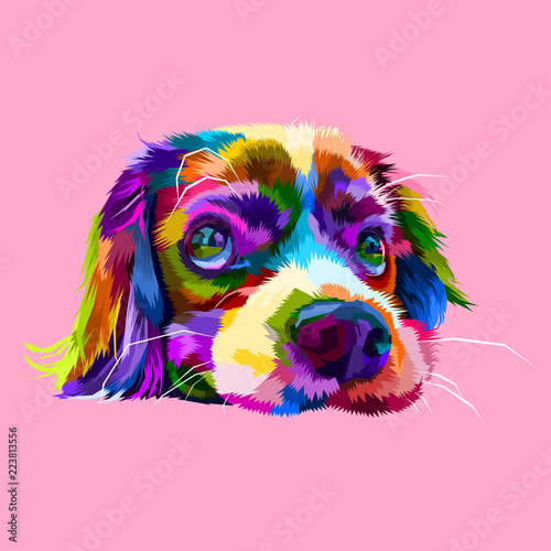 Cuadros en Lienzo cute lazy dog heads in geometric pop art styles