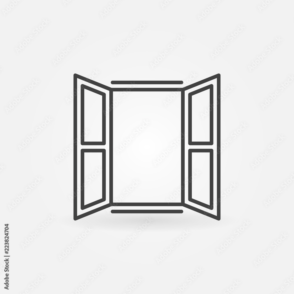 Opened window icon. Vector symbol in linear style - obrazy, fototapety, plakaty 