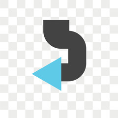Leinwandbilder - Left arrow vector icon isolated on transparent background, Left arrow logo design