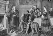 © acrogame - XVI century, Holy Emperor Charles V and king of Spain in Augsburg at home of Anton Fugger, powerful German merchant, vintage print