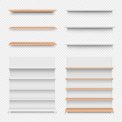 Emply Wooden Shelf Set Isolated Transparent Background