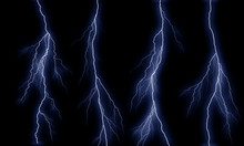 Some Different Lightning Bolts Isolated On Black