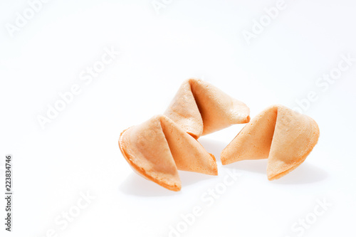 Photographie Three surprise fortune cookies isolated on white background