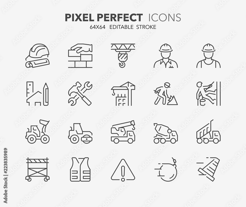 construction thin line icons Stock Vector | Adobe Stock