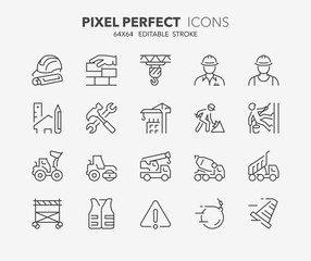 construction thin line icons