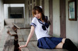 © tiniroma - Portrait of thai teen beautiful girl in japanese student uniform happy and relax