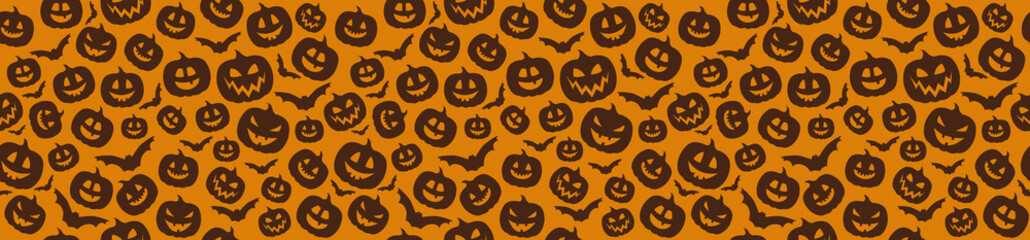 Seamless pattern with funny silhouettes of pumpkins. Vector.