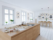 © 2mmedia - modern nordic kitchen in loft apartment. 3D rendering