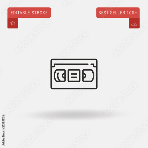 Fotografering Outline Videotape icon isolated on grey background